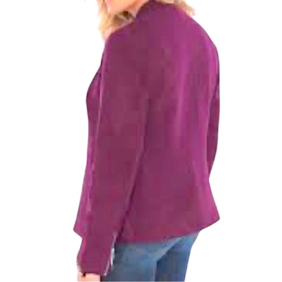 🎁SALE🎁CHICOS PURPLE FAUX LEATHER BOMBER JACKET SZ 12 EUC - Picture 3 of 10